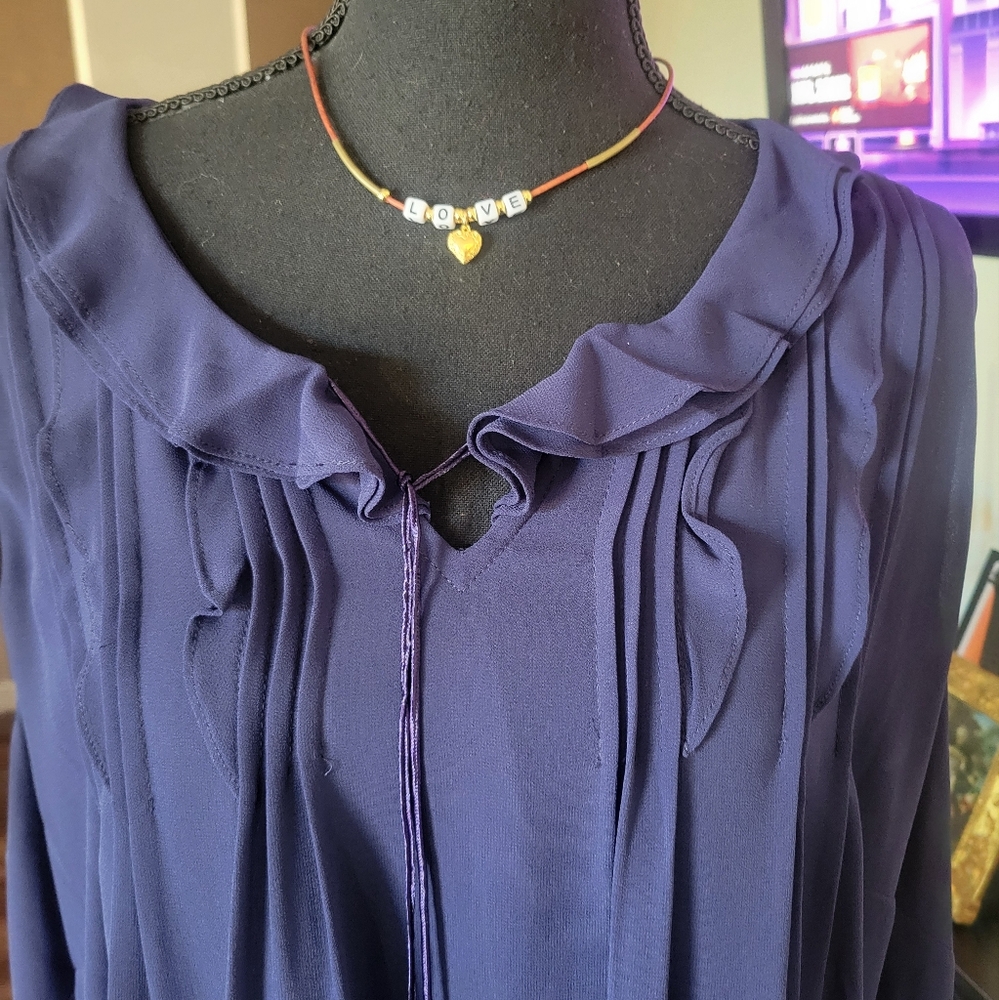 TOMMY HILFIGER Navy Blue  Tassel A-Line Sleeveless Dress Plus Size 2X - Picture 14 of 15